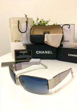Chanel 4117-B Diamante Semi Rimless Sunglasses.