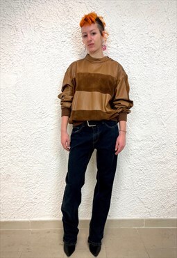 Vintage leather and suede 80s jumper