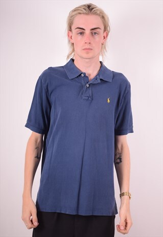 POLO RALPH LAUREN MENS VINTAGE POLO SHIRT LARGE NAVY 90S