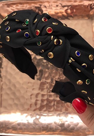 BLACK EMBELLISHED HEADBAND