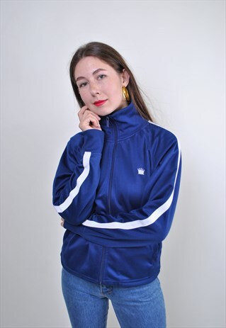 CROWN EMBROIDERY BLUE WINDBREAKER, SIZE M