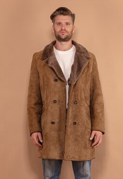 Vintage 70's Men Sheepskin Coat in Brown