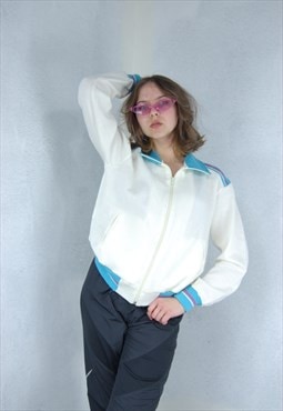 Vintage 80's disco party track sport cool jacket in white 