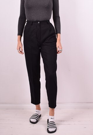 BENETTON WOMENS VINTAGE TROUSERS W25 L28 BLACK 90'S