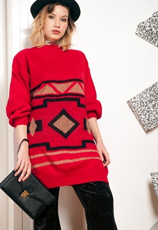 LONG KNIT JUMPER - 80S VINTAGE TWIN PEAKS SWEATER