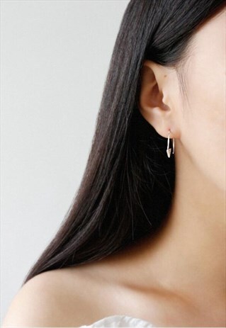 GEOMETRIC TRIANGLE STERLING SILVER EAR HOOK EARRINGS