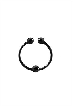 Unisex Sterling Silver Black Fake Nose Ring 