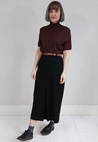 VINTAGE 90'S BROWN ROLL NECK KNIT TOP
