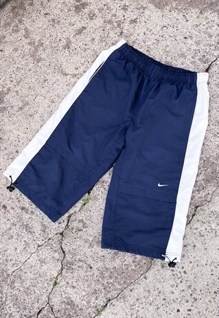 VINTAGE NIKE 90S 3/4 LENGTH SHORTS BLUE MEDIUM