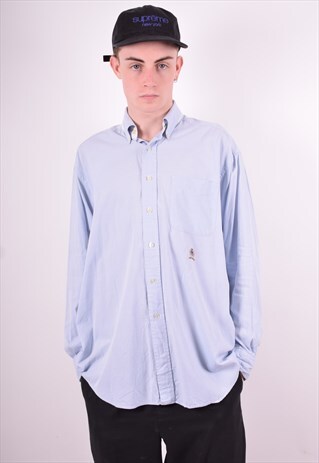 TOMMY HILFIGER MENS VINTAGE SHIRT XL BLUE 90'S