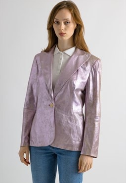 Christian Lacroix Goat Leather Metallic Woman Blazer 7097