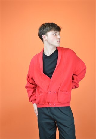VINTAGE RED CLASSIC 80'S CARDIGAN SWEATSHIRT