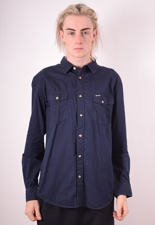 WRANGLER MENS VINTAGE SHIRT XL BLUE 90S