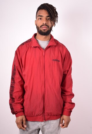 ADIDAS MENS VINTAGE TRACKSUIT TOP JACKET 2XL RED 90S