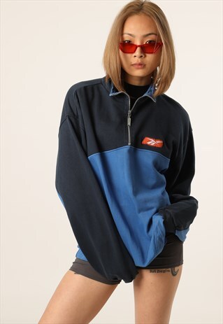 VINTAGE REEBOK EMBROIDERED LOGO 1/4 ZIP SWEATSHIRT