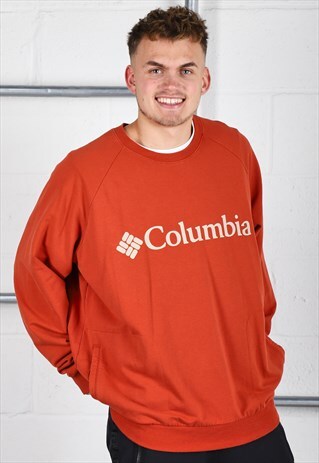 Vintage Columbia Sweatshirt in Orange Pullover Jumper XXL