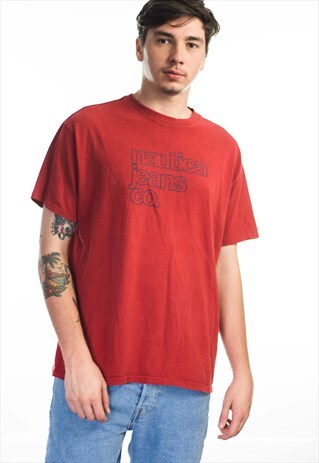 VINTAGE NAUTICA LOGO T-SHIRT 90S L 7.7