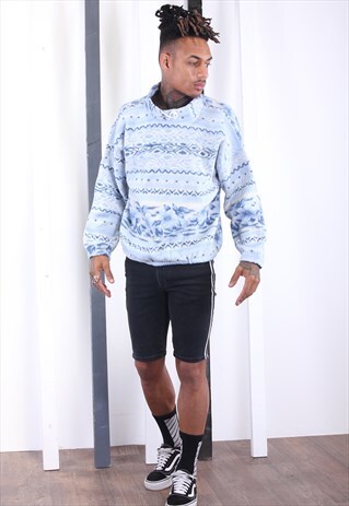 VINTAGE 90S CRAZY PRINT PATTERN FLEECE. FESTIVAL. UNISEX.