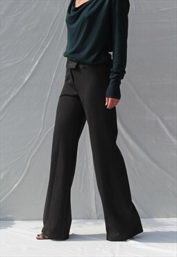 Deadstock grey denim wide straight leg pants,trousers