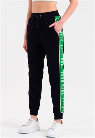 JOGGER IN BLACK WITH GREEN STRIPED