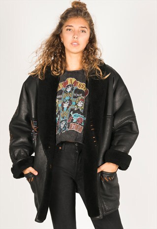 VINTAGE 80S WINTER SHEEPSKIN COAT / R3001