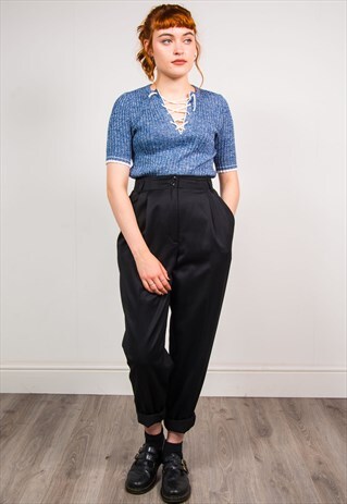 VINTAGE 90'S BLACK HIGH WAIST SMART TROUSERS