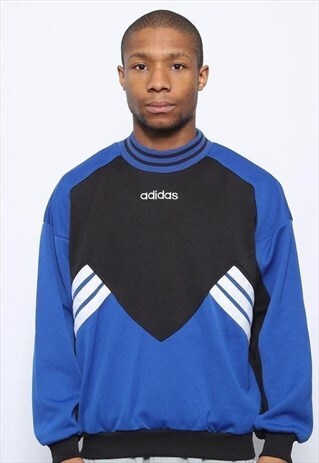 VINTAGE ADIDAS LOGO SWEATSHIRT BLACK BLUE