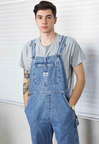 VINTAGE LEE DUNGARESS DENIM JUMPSUIT LOGO 90S L 30.8