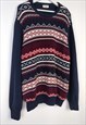 VINTAGE DOCKERS CARDIGAN MOTIF IN BLUE L