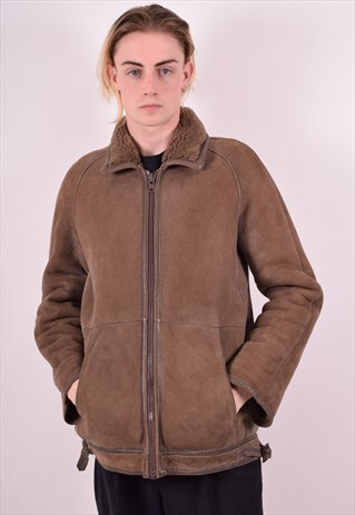 MENS VINTAGE SHERLING JACKET MEDIUM BROWN 90S