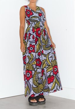 y2k African Wax Printed Long Summer Dress