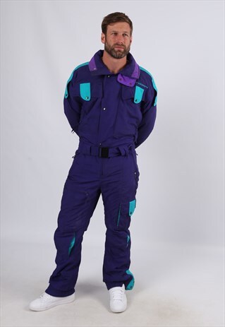 VINTAGE UP DOWN FULL SKI SUIT SNOW UK S 38" (66I)
