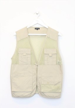 Vintage Forest Hills mesh vest in beige. Best fits M