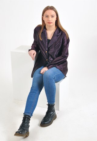 VINTAGE BLAZER JACKET IN DARK PURPLE