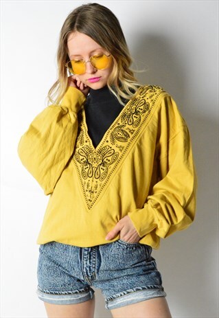 VINTAGE 80S YELLOW PAISLEY SWEATSHIRT
