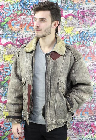 VINTAGE AVIATOR/FLYING JACKET. SHEARLING SHEEP SKIN. UNISEX.