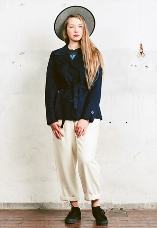 VINTAGE 90S MIDNIGHT BLUE FAUX SUEDE JACKET