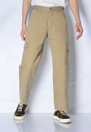VINTAGE 90S BEIGE WORK WEAR CARGO PANTS