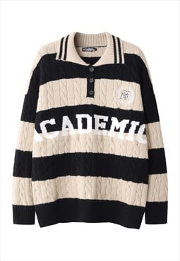 Academia sweater preppy jumper high school punk top in cream