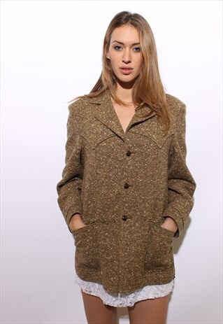 VINTAGE 1970'S 70'S PENDLETON TWEED WOOL BLAZER JACKET L-XL