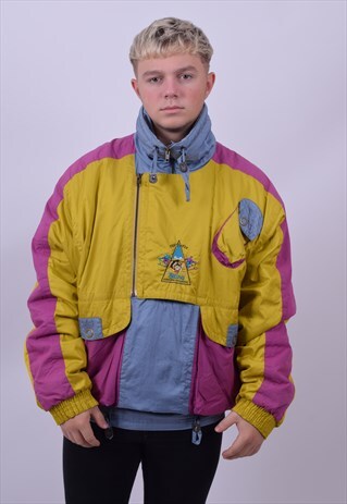 VINTAGE 90'S CRAZY PRINT WINDBREAKER SKI JACKET SIZE LARGE