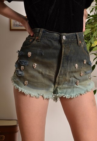 VINTAGE 90S HIGH WAIST LEVIS 501 DENIM SHORTS IN BLACK
