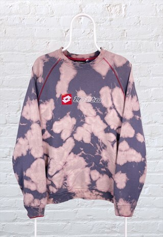 VINTAGE LOTTO SWEATSHIRT TIE DYE SPELL OUT EMBROIDERED LOGO