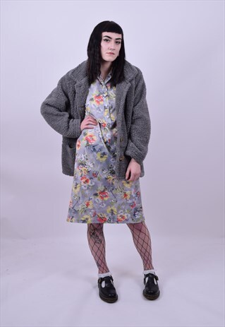 VINTAGE 70'S FLOWER PRINT GRANNY DRESS SIZE 10 12 14