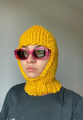 Yellow Knitted Hand Made Balaclava