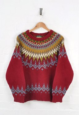Vintage Patterned Knitwear Jumper Medium