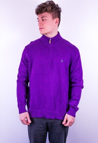 VINTAGE RALPH LAUREN 1/4 ZIP JUMPER IN PURPLE