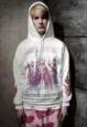 FLAME PRINT HOODIE AMERICAN LIBERTY PULLOVER IN WHITE