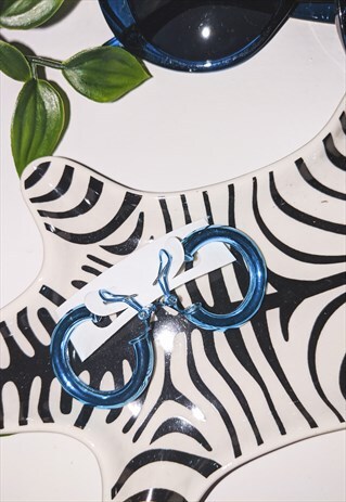 EARRINGS HOOPS HOOPED BLUE HOLOGRAPHIC METALLIC UNISEX