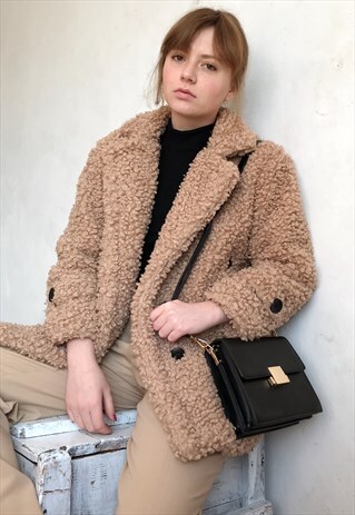 BORG OVERCOAT - BROWN